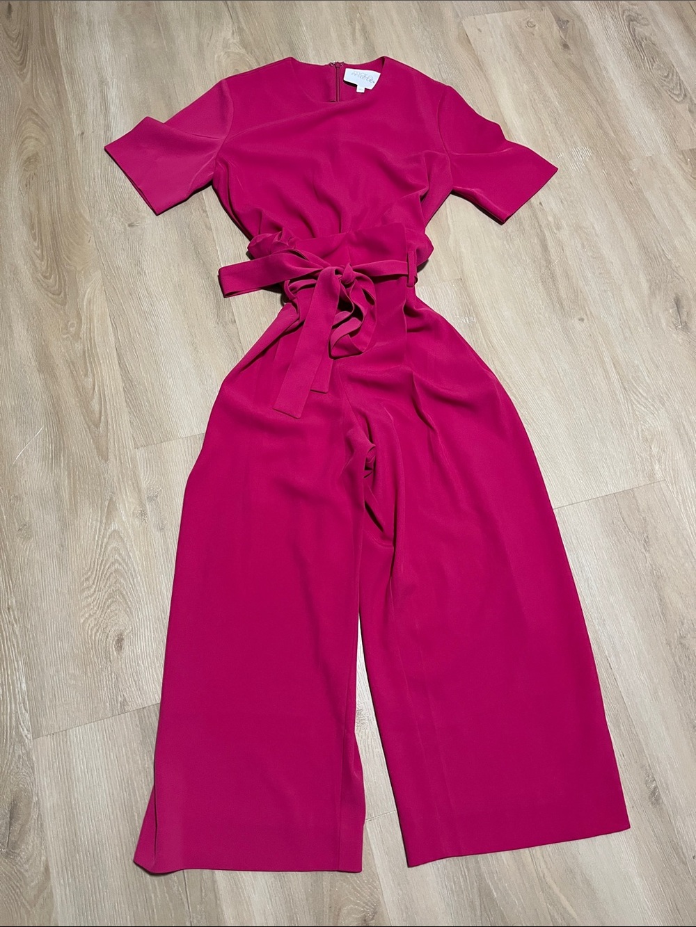 Anthropologie Mare Mare Hot Pink Short-sleeve Tie Waist Jumpsuit XS